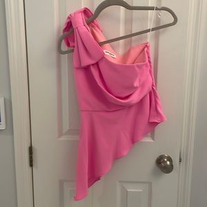 Amanda Uprichard hot pink, one shoulder top with bow in Sz XS - never worn!
